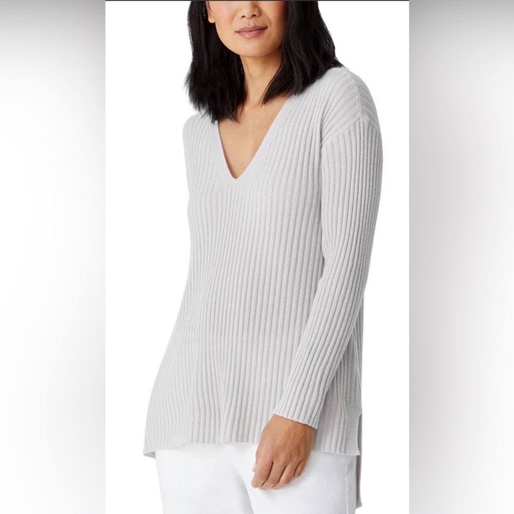 Eileen Fisher Italian Cashmere Ribbed Tunic Sweater Sz PP